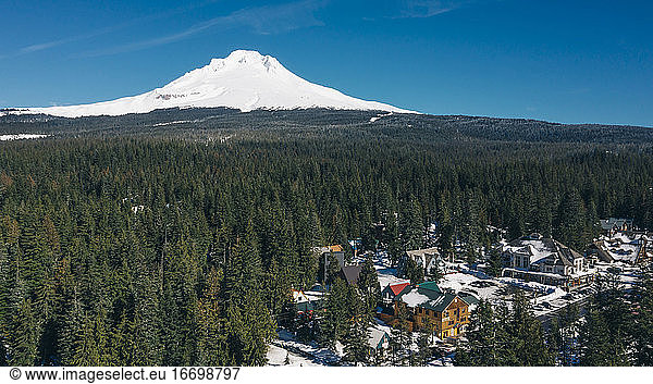 The town of Government Camp at the base of Mt. Hood in Oregon.