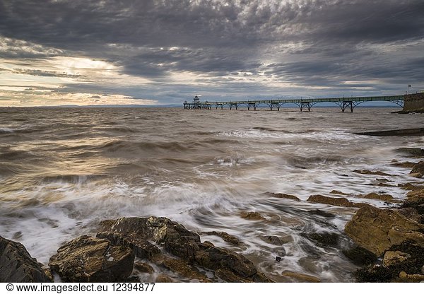 The Victorian pier in the Severn Estuary at Clevedon  North Somerset  England.