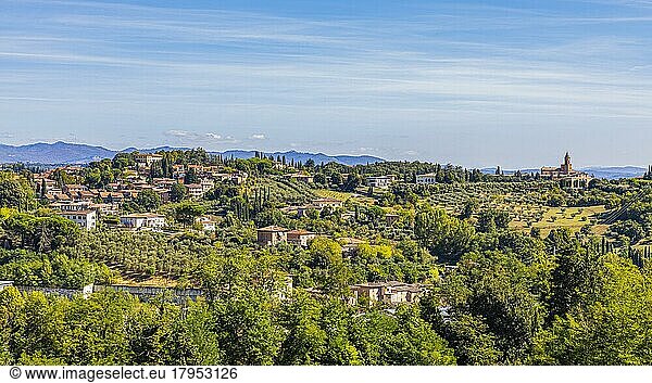 The village of tavern dArbia in hilly countryside  Tuscany  Italy  Europe