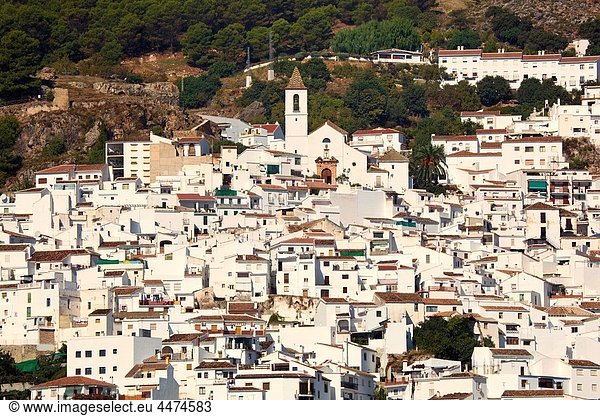 The white mountain village of Casarabonela  Malaga Province  Spain