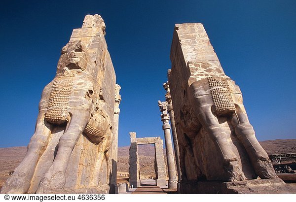 The Xerxes Gate  aka Gate of All Nations at Persepolis archeology site  Iran