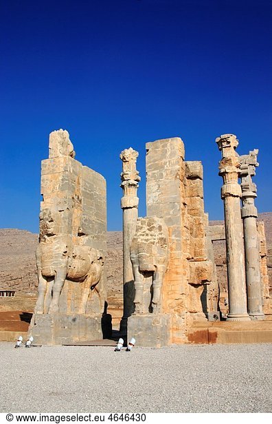 The Xerxes Gate  aka Gate of All Nations at Persepolis archeology site  Iran