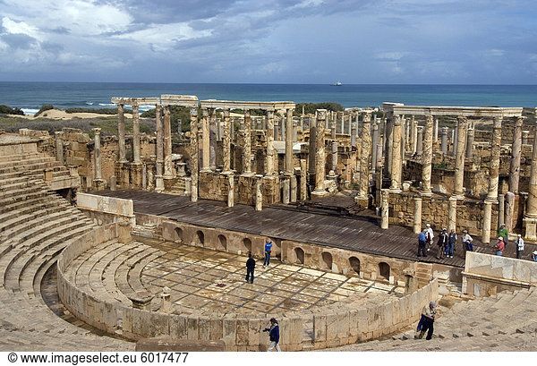 Theater,  römische Website von Leptis Magna,  UNESCO World Heritage Site,  Libyen,  Nordafrika,  Afrika