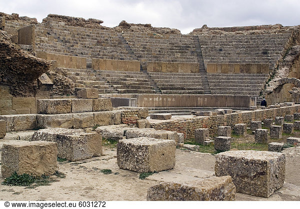 Theater,  römische Website von Timgad,  UNESCO World Heritage Site,  Algerien,  Nordafrika,  Afrika
