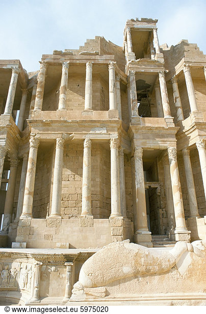 Theater aus dem 2. Jahrhundert  Roman Stadt Sabratha  UNESCO-Weltkulturerbe  Libyen  Nordafrika  Afrika