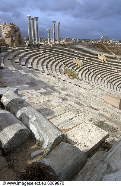 Theater  römische Website von Leptis Magna  UNESCO World Heritage Site  Libyen  Nordafrika  Afrika