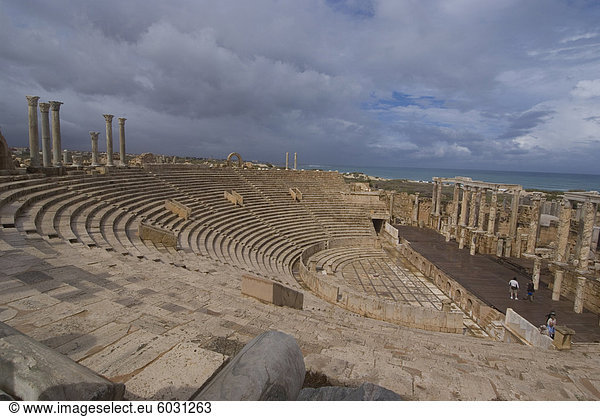 Theater römische Website von Leptis Magna UNESCO World Heritage Site Libyen Nordafrika Afrika