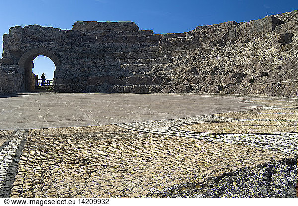 Theatre  Nora Roman ruins  Pula  Sardinia  Italy