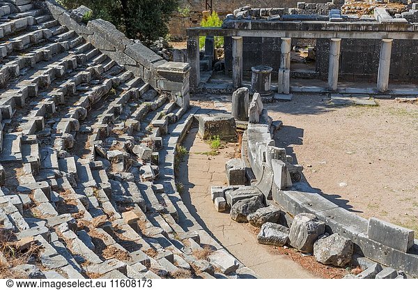 Theatre  Ruins of ancient Priene  Aydin Province  Turkey.