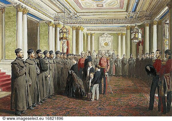 Thomas  george housman - Queen Victoria and Prince Albert Inspecting Wounded Grenadier Guardsmen at Buckingham Palace - 32379839560_932250c39d_o.