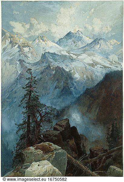 Thomas Moran  1837–1926. Summit of the Sierras   1872–1875. Gouache over graphite  on cream laid paper  360 × 250 mm.
Inv. No. 1965.852 
Chicago  Art Institute.