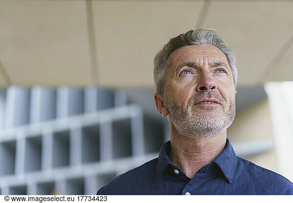 Thoughtful businessman with gray hair
