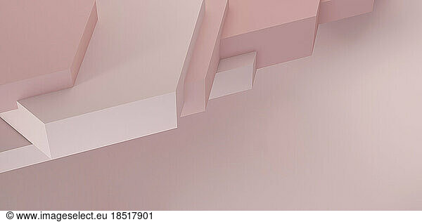 Three dimensional geometry shaped podium against pink background