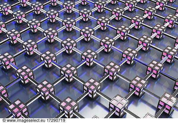 Three dimensional pattern of interconnected cubes