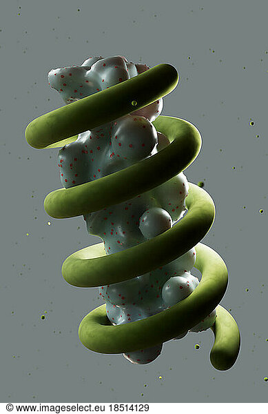 Three dimensional render of abstract object inside spiral