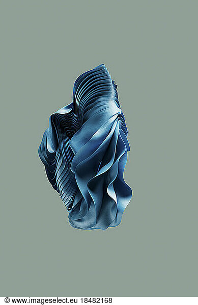 Three dimensional render of blue wavy object