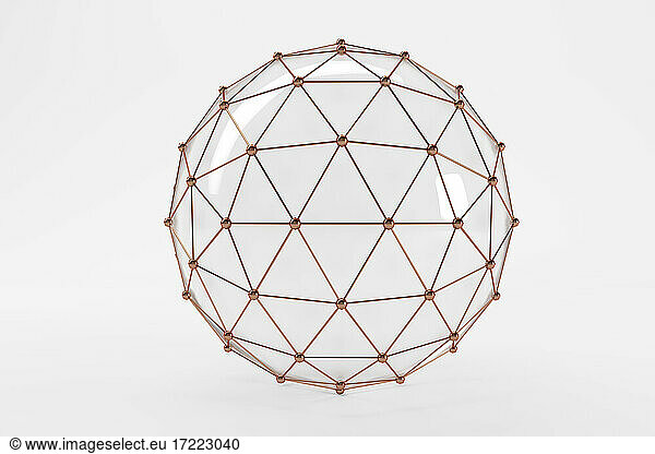 Three dimensional render of brown connected spheres