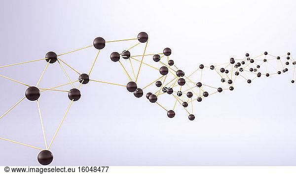 Three dimensional render of brown interconnected spheres