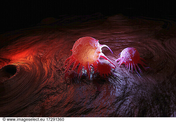Three dimensional render of cancer cells