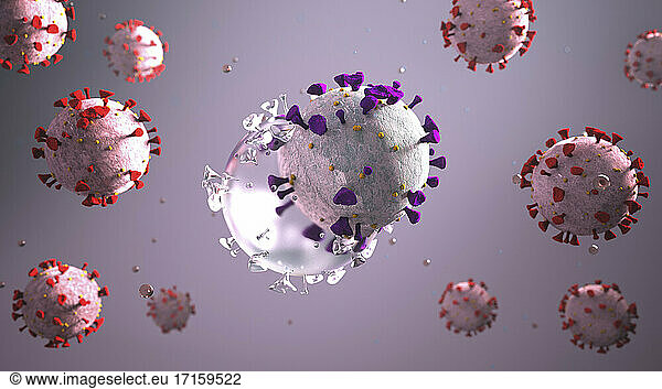 Three dimensional render of coronavirus mutation