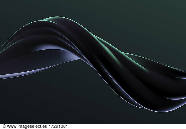 Three dimensional render of dark green twisted shape
