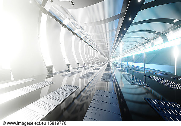 Three dimensional render of futuristic corridor