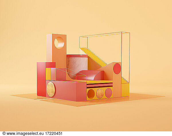 Three dimensional render of geometric toy blocks
