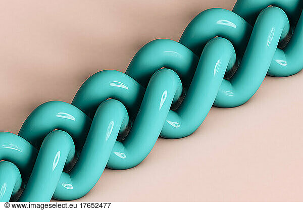 Three dimensional render of green metallic rope