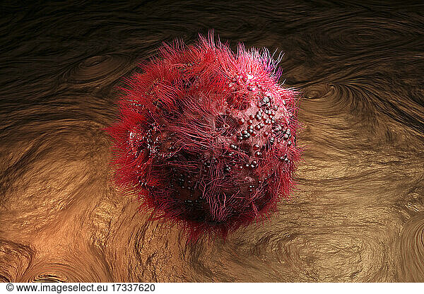 Three dimensional render of HIV virus