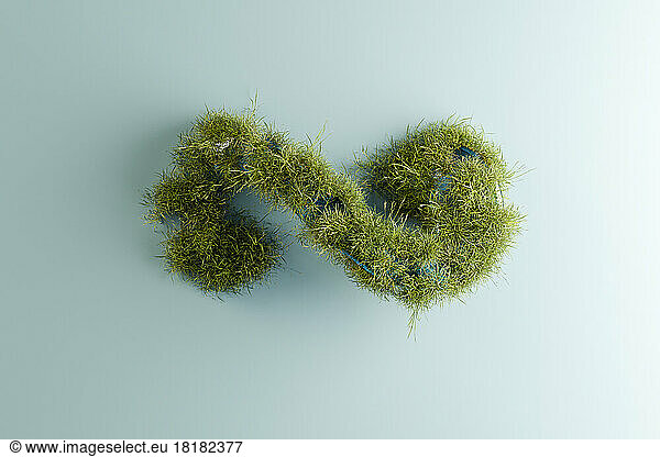 Three dimensional render of infinity symbol made of grass