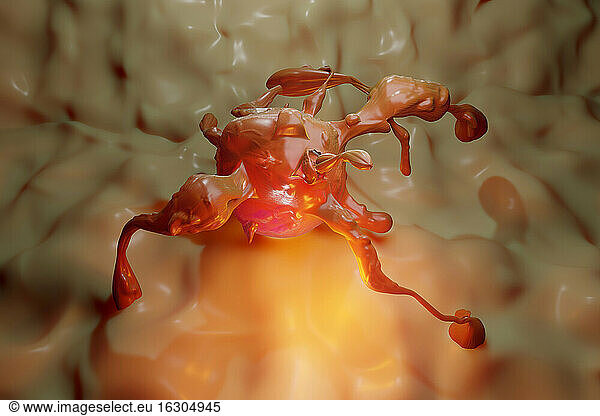 Three dimensional render of metastasis of cancerous tumor
