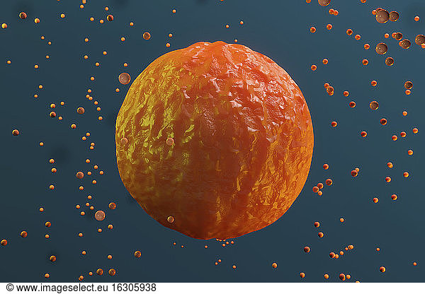 Three dimensional render of orange stem cell