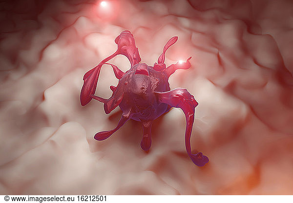 Three dimensional render of pathogenic metastasis