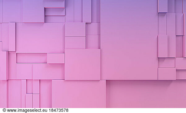 Three dimensional render of pink colored rectangles