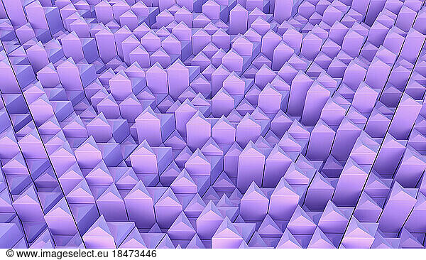 Three dimensional render of rows of triangle shaped columns