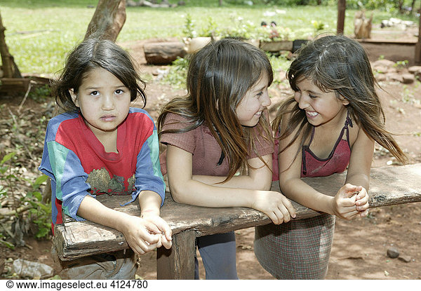 Three girls  Asuncion  Paraguay  South America
