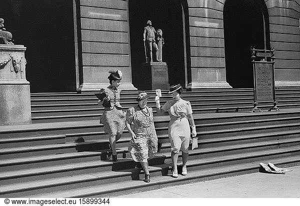 Three Women Leaving Art Institute of Chicago  Chicago  Illinois  USA  John Vachon for U.S. Farm Security Administration  July 1940
