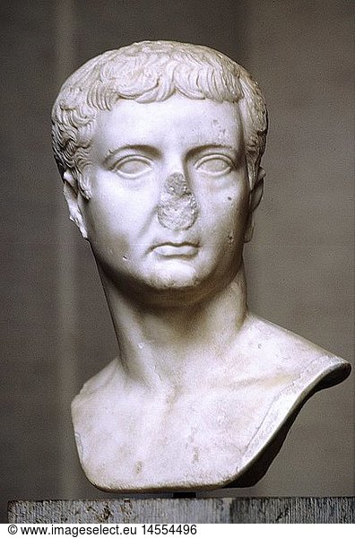 Tiberius (Julius Caesar Augustus) 16.11.42 vChr.- 16.3.37 n.Chr.  rÃ¶m. Kaiser seit 19.8.14 n.Chr. BÃ¼ste  1. Jahrhundert n. Hgr.  Glyptothek MÃ¼nchen