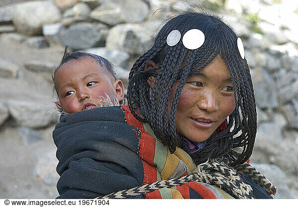 Tibetan nomad and baby
