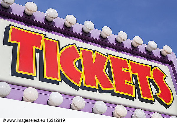 Ticket Booth Sign At Traveling Carnival