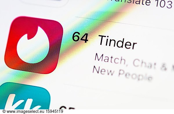 Tinder App  online dating  app icon  iPhone  iOS  smartphone  detail  full screen