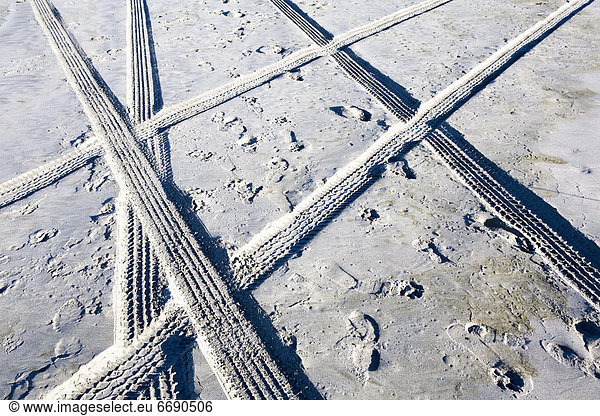 Tire Tracks and Footprints  Long Beach Peninsula  Washington