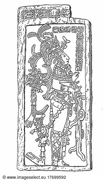 Tlaloc  Nuhualpilli  in der Nahuatl-Sprache der Azteken und Totonaken der Name einer der ältesten und wichtigsten Gottheiten des präkolumbischen Mesoamerika  Historisch  digital restaurierte Reproduktion aus dem 19. Jahrhundert  genaues Datum unbekannt