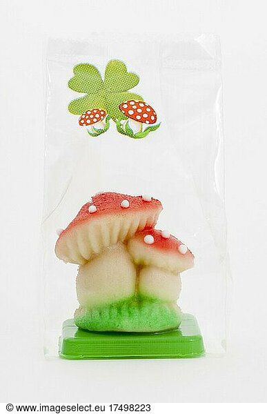 Toadstool made of marzipan  lucky charm for the New Year