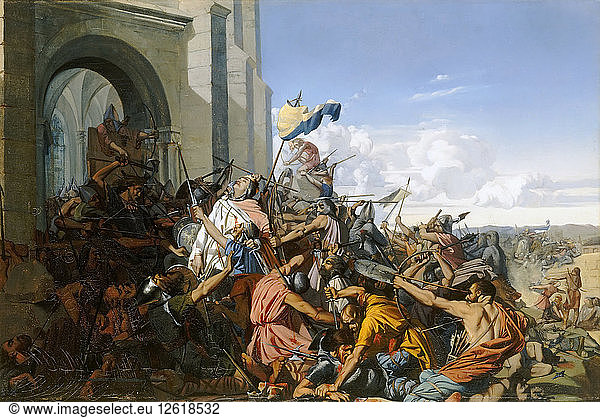 Tod von Robert le Fort in der Schlacht von Brissarthe  866. Künstler: Lehmann  Henri (1814-1882)