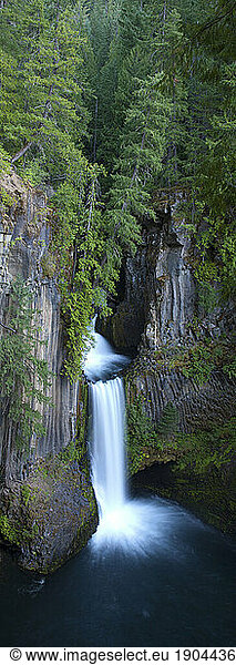 Toketee Falls located along the North Umpqua River in Central Oregon  USA.