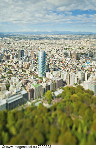 Tokyo  Hauptstadt  Fokus auf den Vordergrund  Fokus auf dem Vordergrund  Ansicht  groß  großes  großer  große  großen  Luftbild  Fernsehantenne