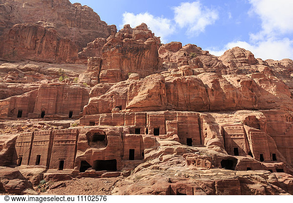 Tombs  Street of Facades  Petra  UNESCO World Heritage Site  Jordan  Middle East