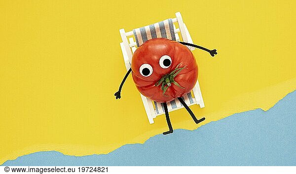Top view tomato deck chair