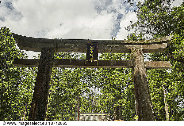 Torii Gate of the Futarasan jinja shrine in Nikko city  Japan